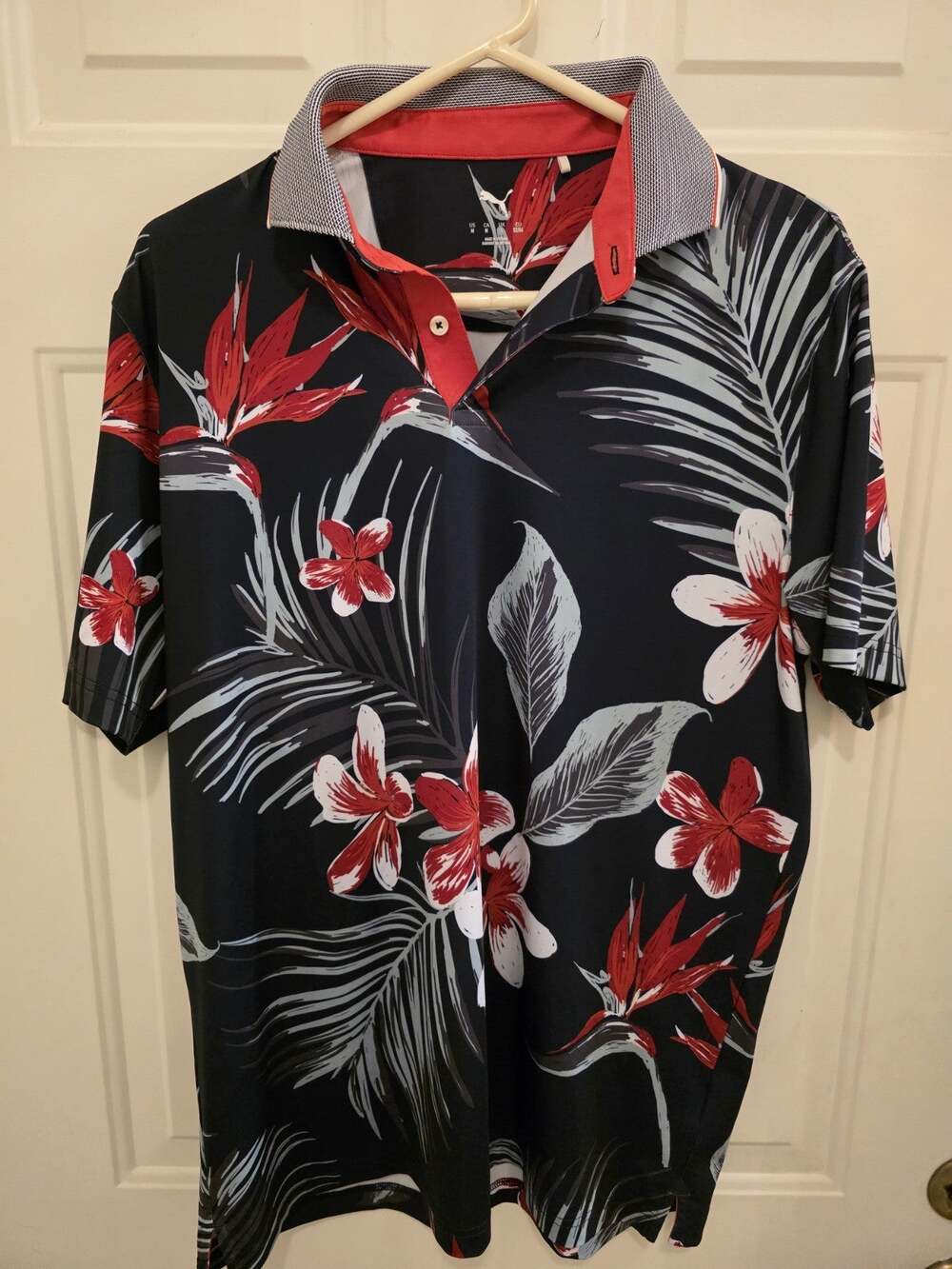 PUMA Golf Men's MATTR Luau Floral Polo Shirt Navy Red Fire Size Medium